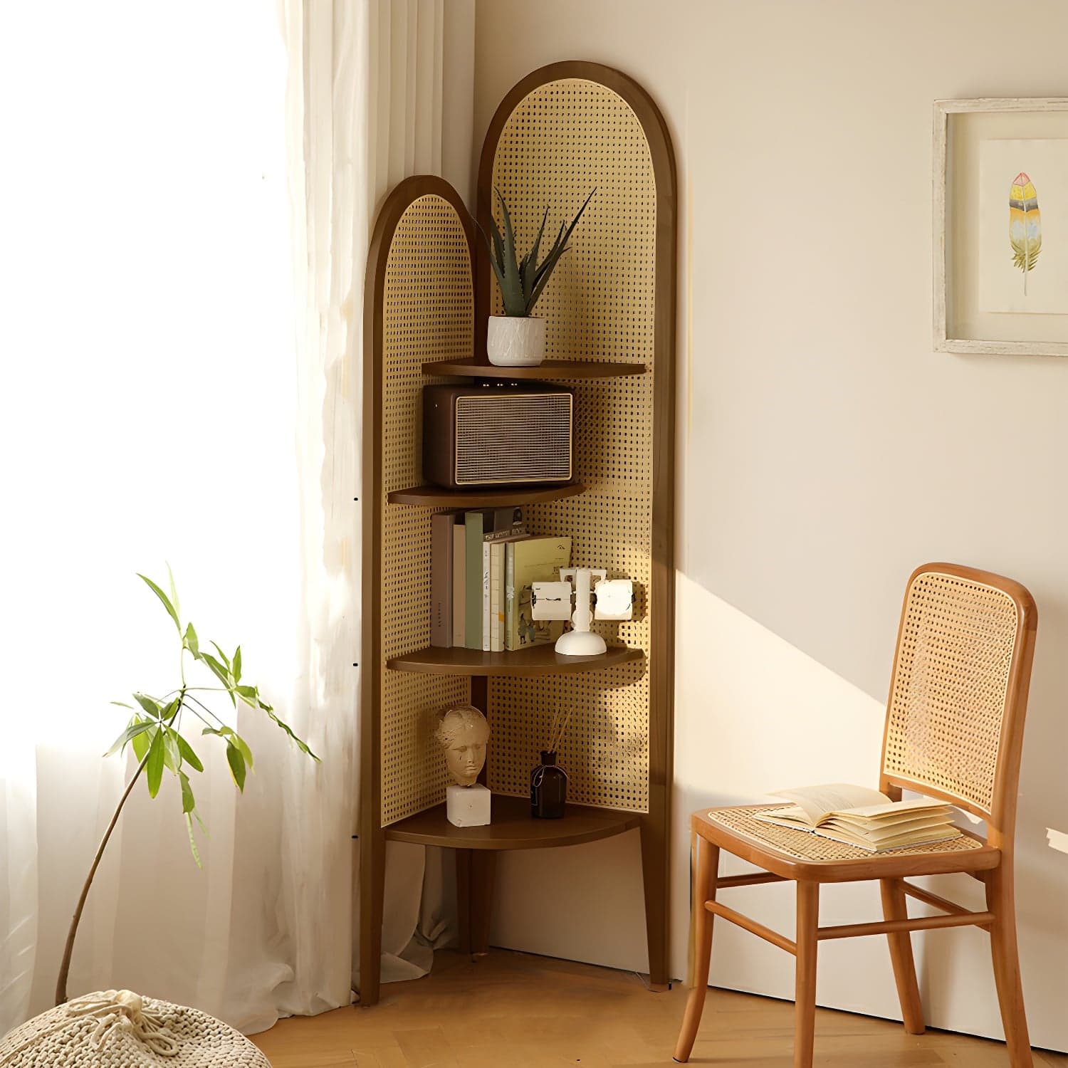 Corner Scandinavian with Wood Counter Top and Rubberwood Legs, 4 Shelves & Straight Legs thumbnail 3