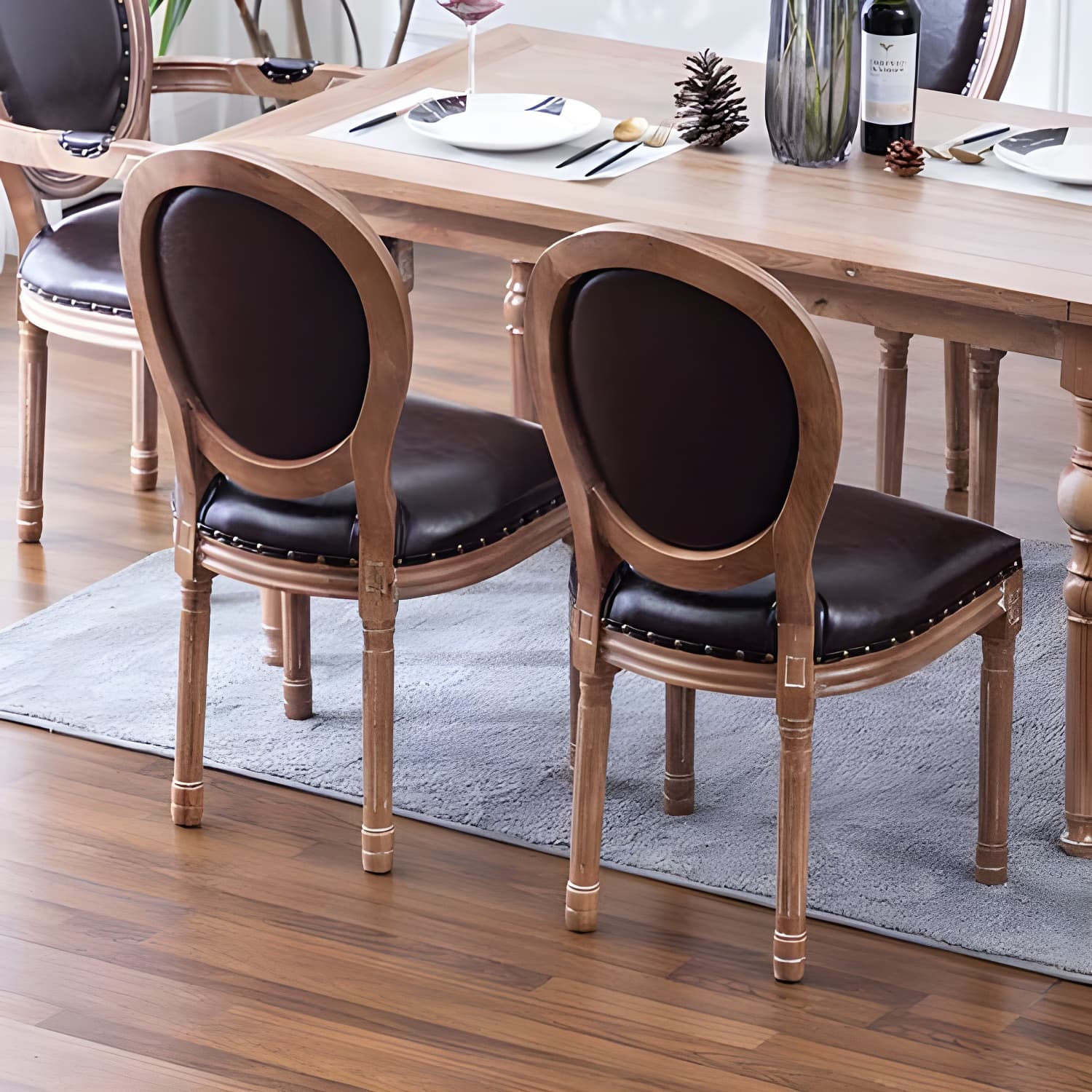 Solid Wood Country Style Dining Room Chair Matte Finish King Louis Back Side Chair thumbnail 20