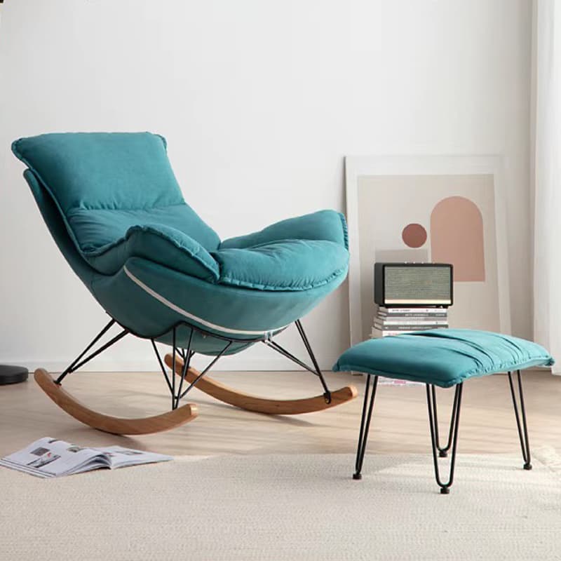 Stylish and Comfy Modern Rocking Chair with Natural Wood Legs and Slipcover thumbnail 9