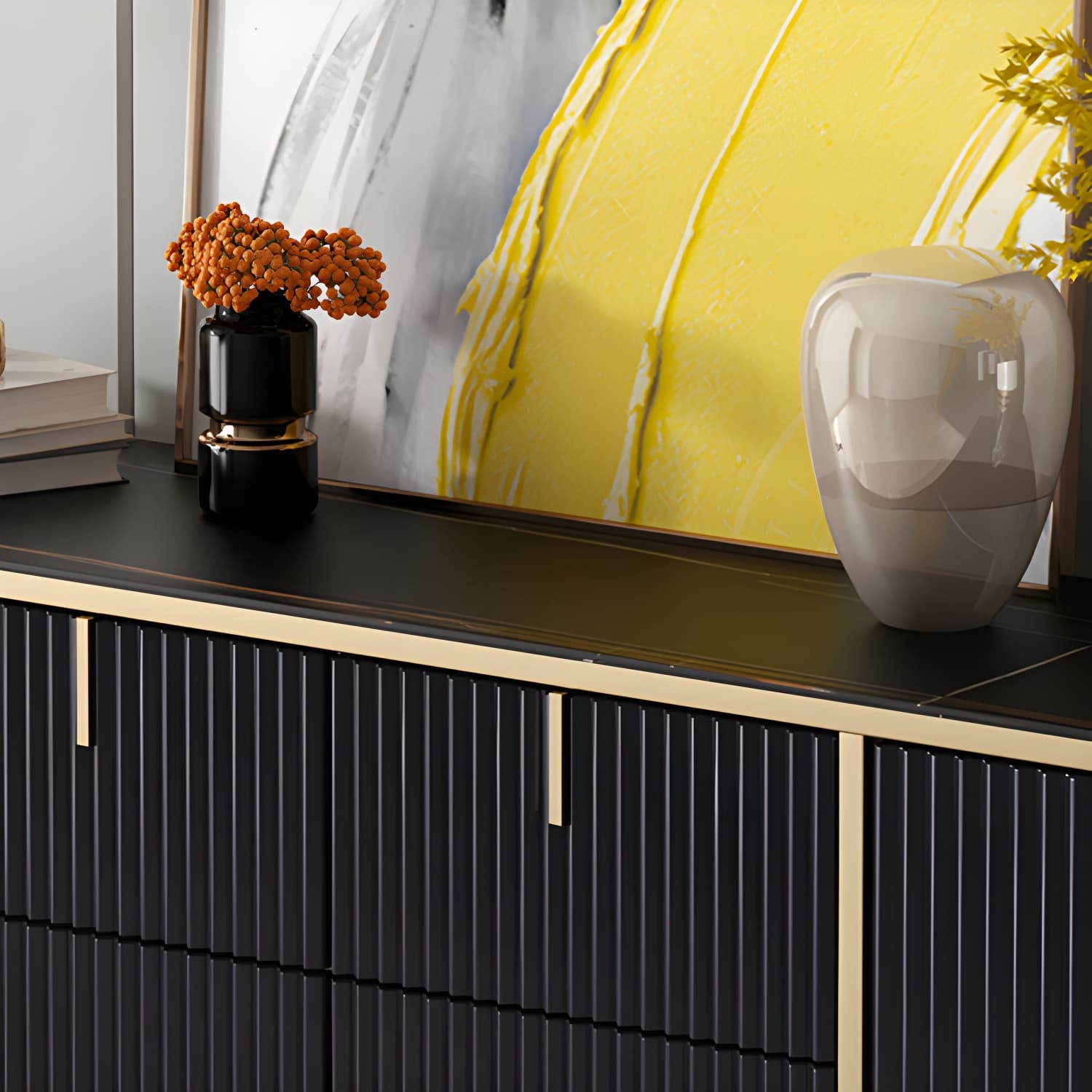 Artificial Wood Sideboard Glam Sideboard with Doors for Living Room thumbnail 11