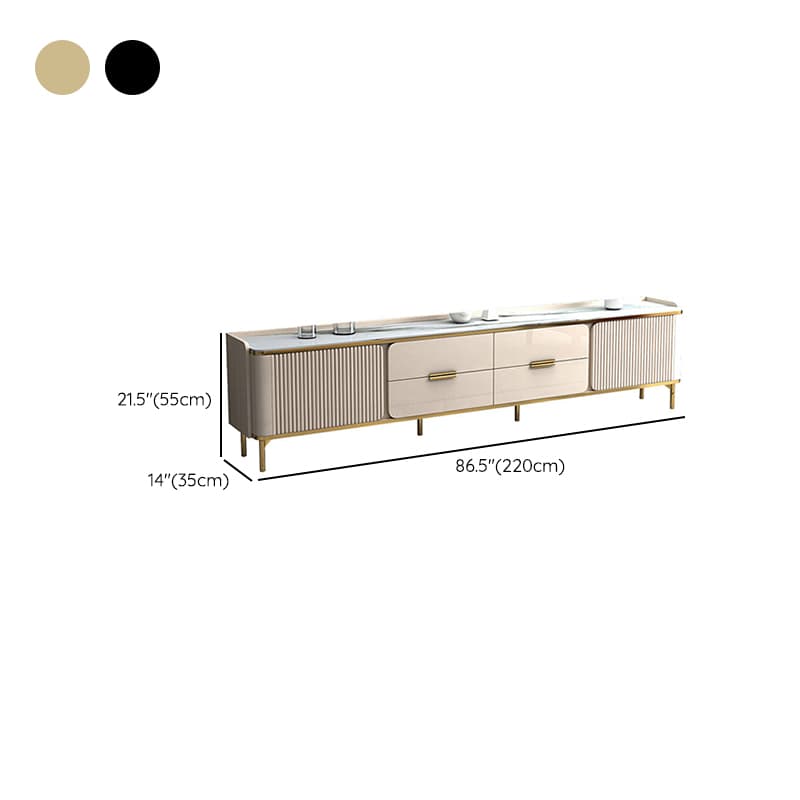 Chalk Art Deco Sintered Stone TV Stand for Sitting Room with 4/3 Drawers, 2 Cabinets, and Gate Doors thumbnail 11