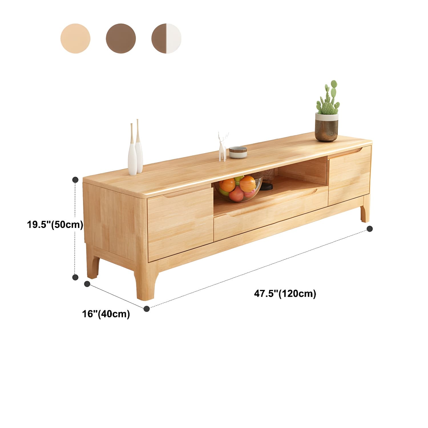 Scandinavian Open Shelf TV Console 2-Cabinet TV Stand with Soft Close Drawers thumbnail 11