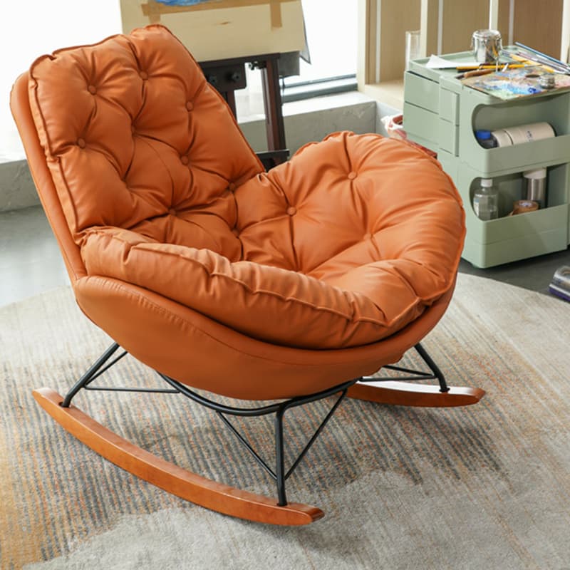 Ergonomic and Stationary Solid Wood Maternity Rocking Chair with Back and Flared Arm thumbnail 8