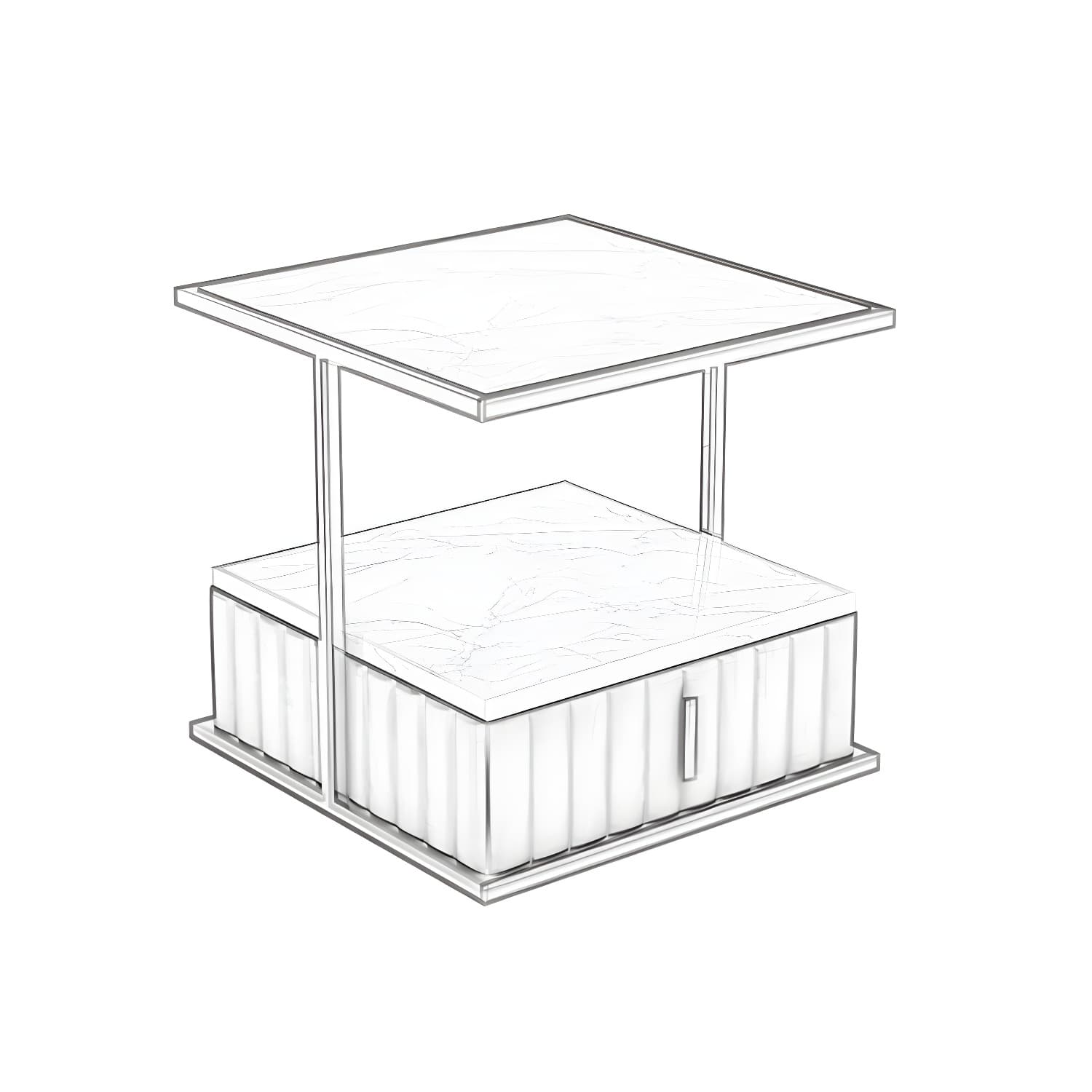 Modern Open Storage Nightstand Stone Top 20 Inch Tall 1-Drawer Night Table thumbnail 10