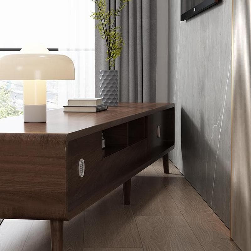 4-Drawer Modern Wood TV Stand with Open Storage and Cable Management thumbnail 9