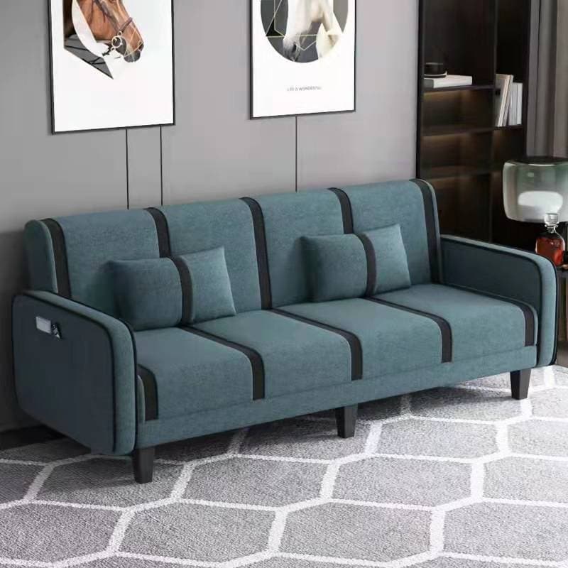 Trendy Solid Color Stain Resistant Standard Sofa/Loveseat in Dark Gray/Cerulean/Light Brown with Arm, Seats 3/2 People, and 2 Pillows thumbnail 13