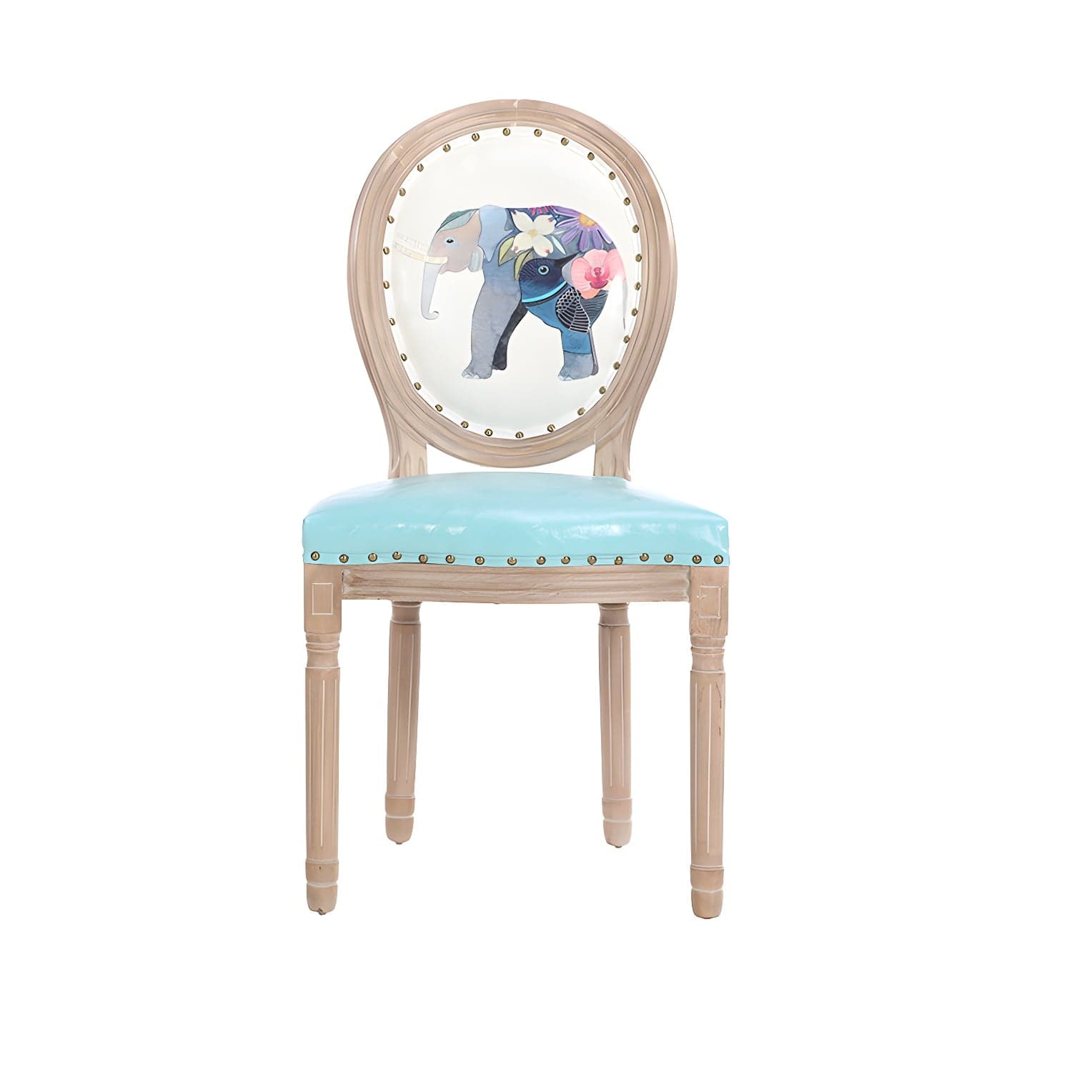 French Country Upholstered Armless Chair Home Solid Wood Dining Chair thumbnail 3