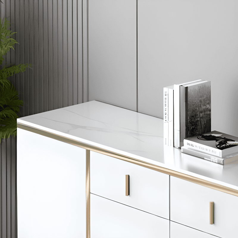 Art Deco Sideboard with 2 Drawers, Narrow/Standard Size, 3 Shelves, Sintered Stone Countertop, 4/3 Doors, Self-supporting thumbnail 8
