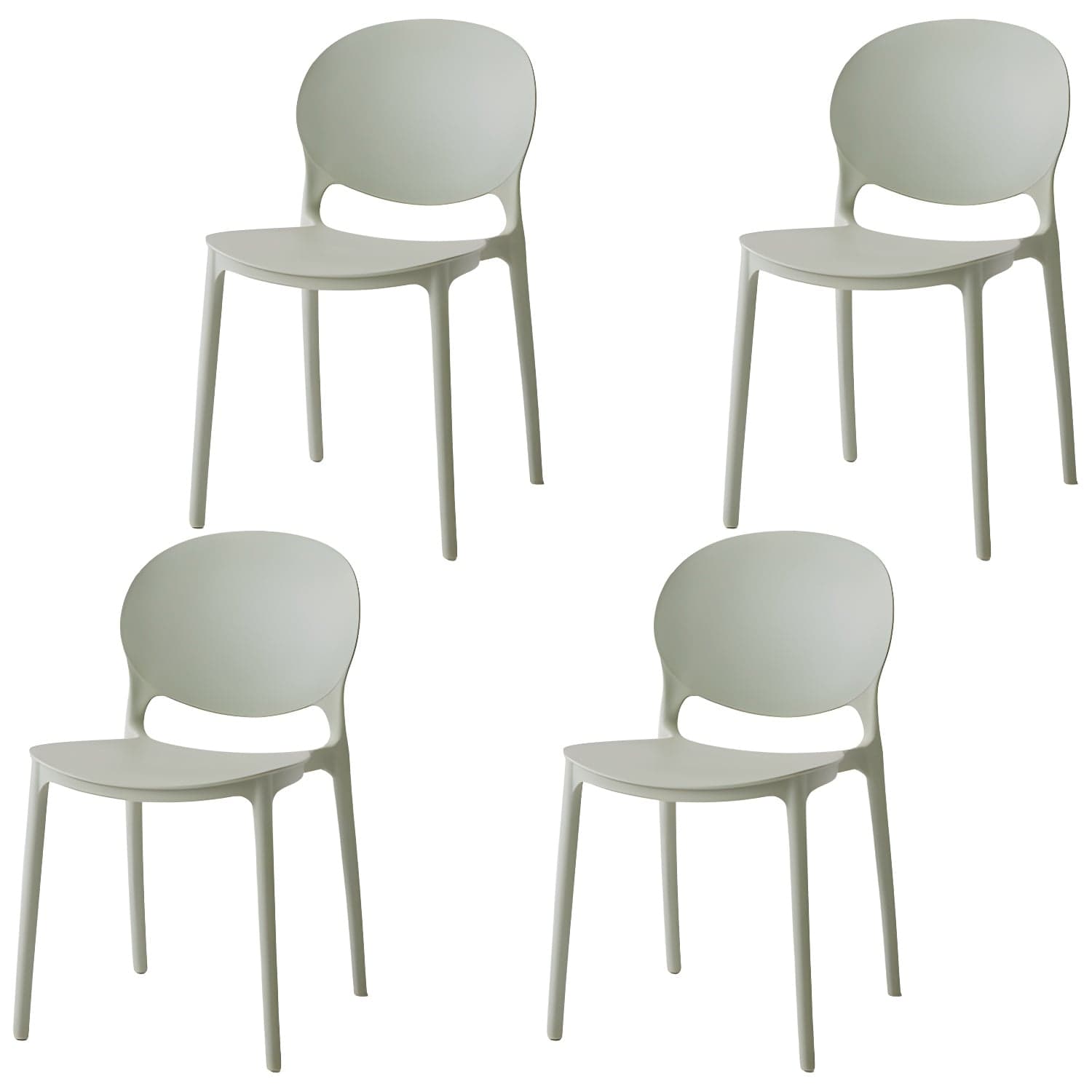 Modern Style Stackable Plastic Chair Open Back Dining Side Chair (Set of 4) thumbnail 7
