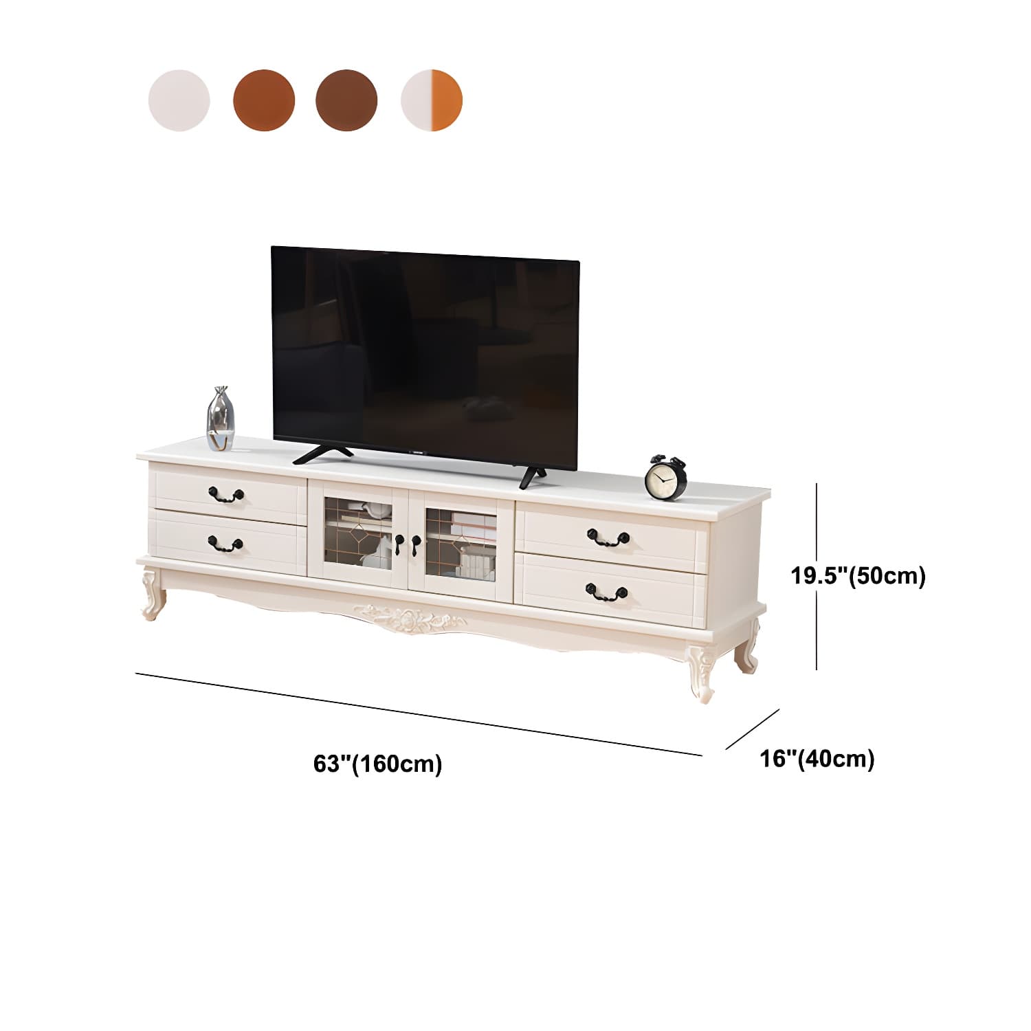Traditional Solid Wood TV Cabinet Living Room Luxury TV Stand with Glass Doors thumbnail 9