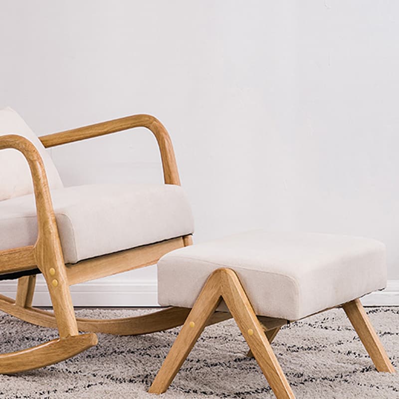 Modern Upholstered Rocking Chair with Natural Wood Legs and Recessed Back Cushion thumbnail 16