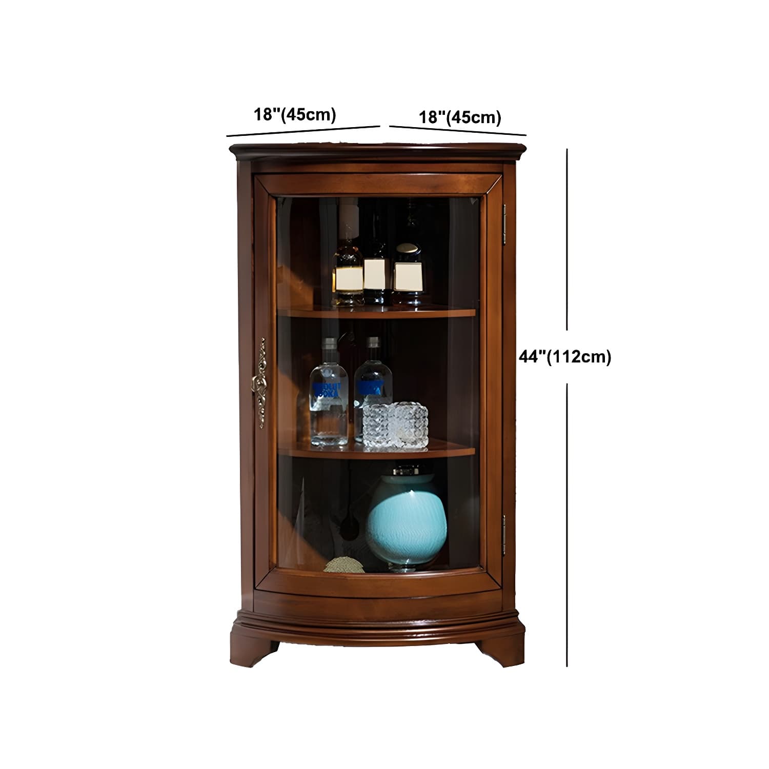 Mid-century Modern Brown Corner Cabinet, Wooden Accent Cabinet with Shelves thumbnail 17