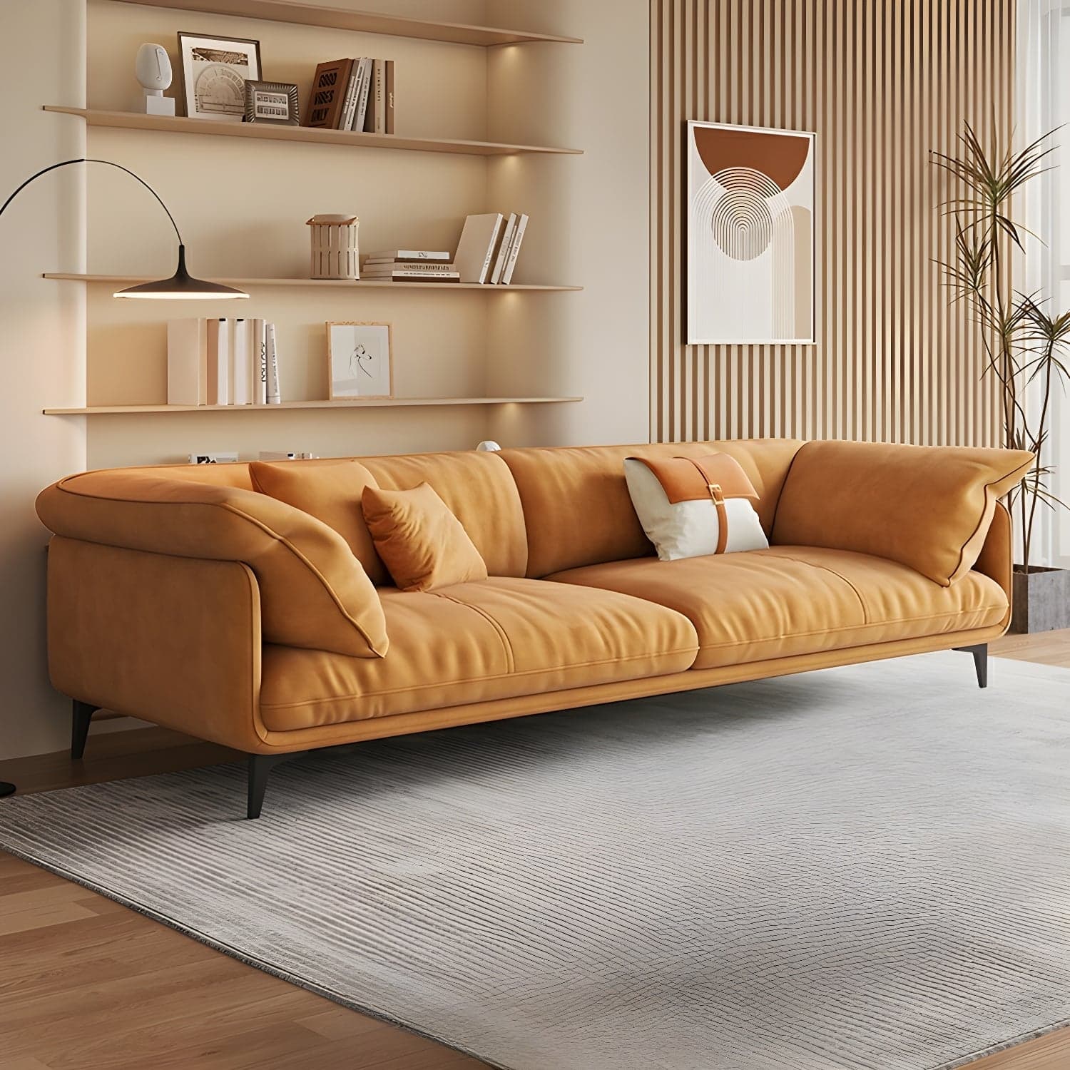 Wood Standard Modern Sofa, 83x35x33 inches Non-Distressed with Pillows, Black Legs thumbnail 5