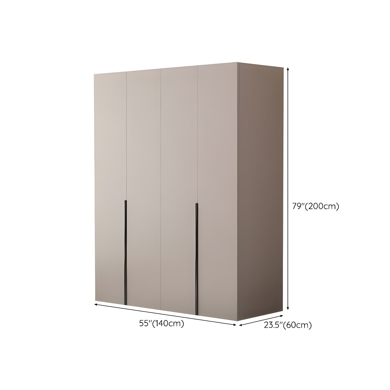 Modern Grey Wardrobe Armoire with Clothing Rod & Adjustable Shelves thumbnail 9