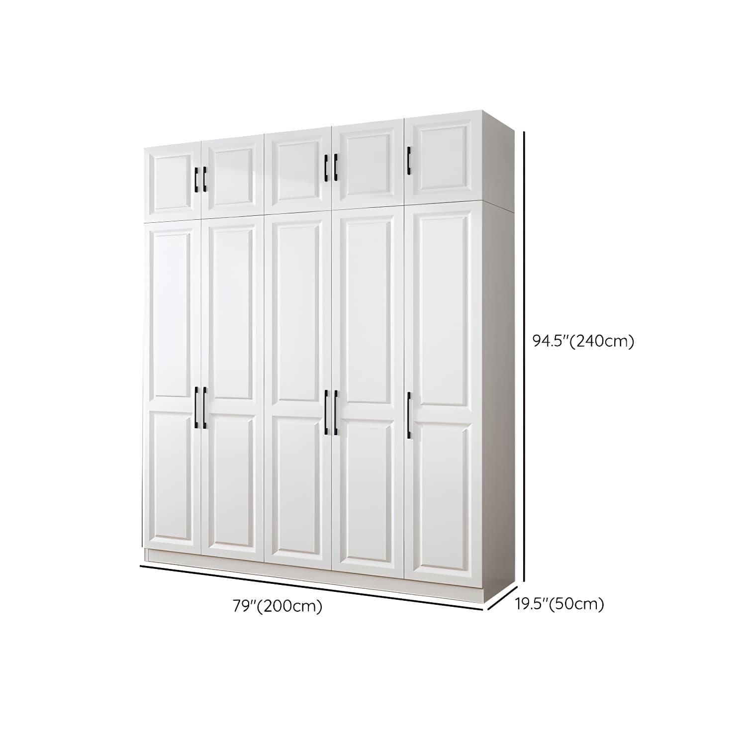 Modern White Wood Wardrobe Armoire with Shelves & Clothing Rod - Spacious and Stylish thumbnail 24