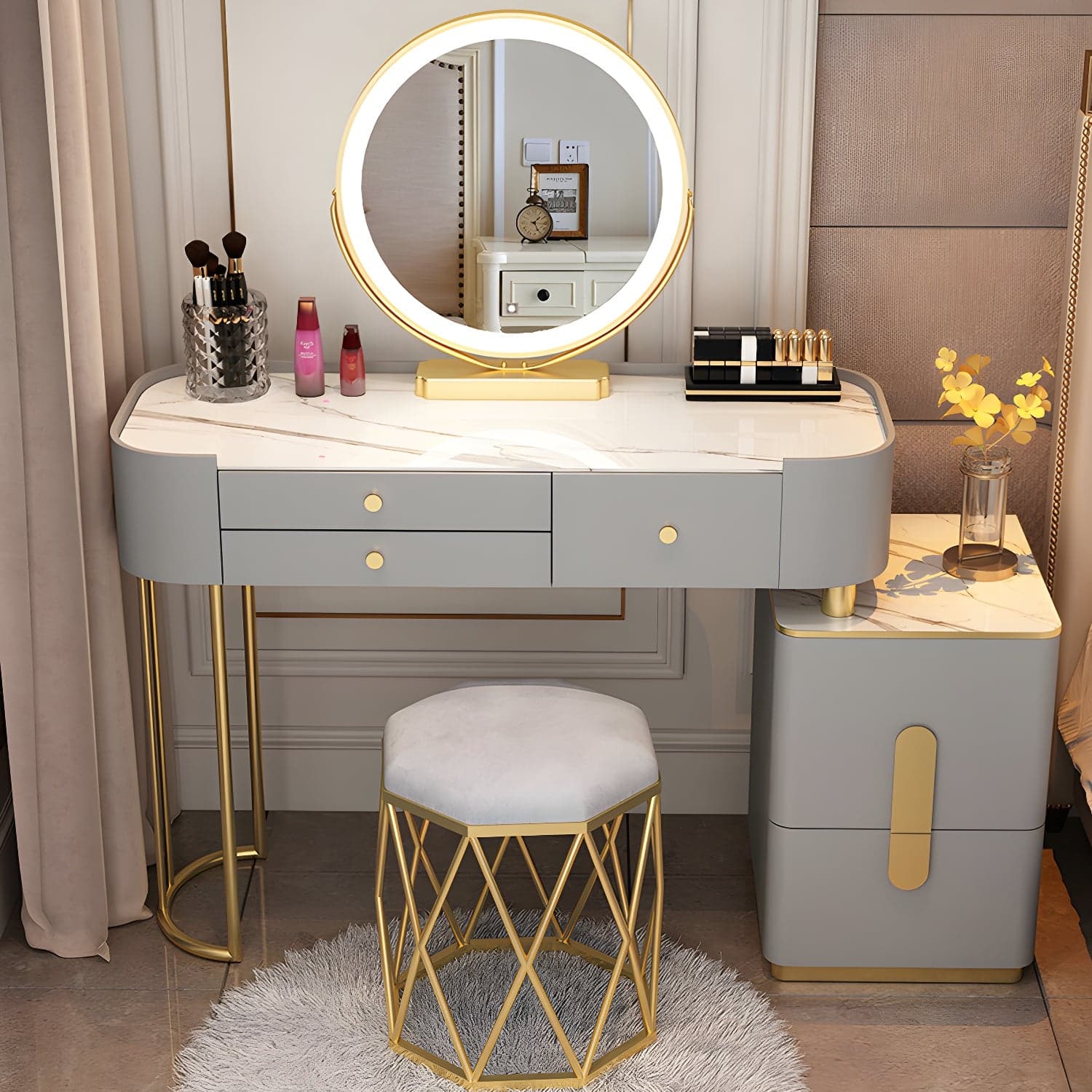 Contemporary Make-up Vanity with 4/5 Drawers,15.75 inch Wide thumbnail 6