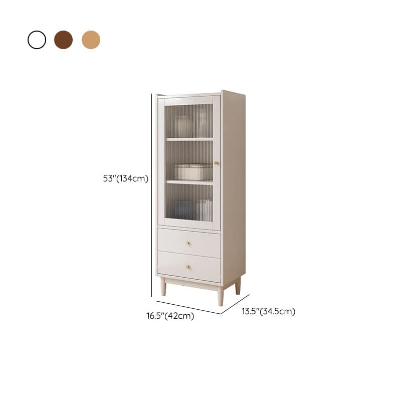Scandinavian Solid Wood Accent Cabinet with Glass Door, 1 Cabinet and 2 Drawers for Living Room thumbnail 12