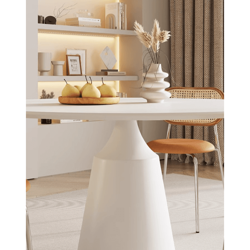 Scratch-defiant Fixed Circular Dining Table for 2 People/4 People with a Chalk/Charcoal Slate Stone Tabletop in a Contemporary Style thumbnail 7