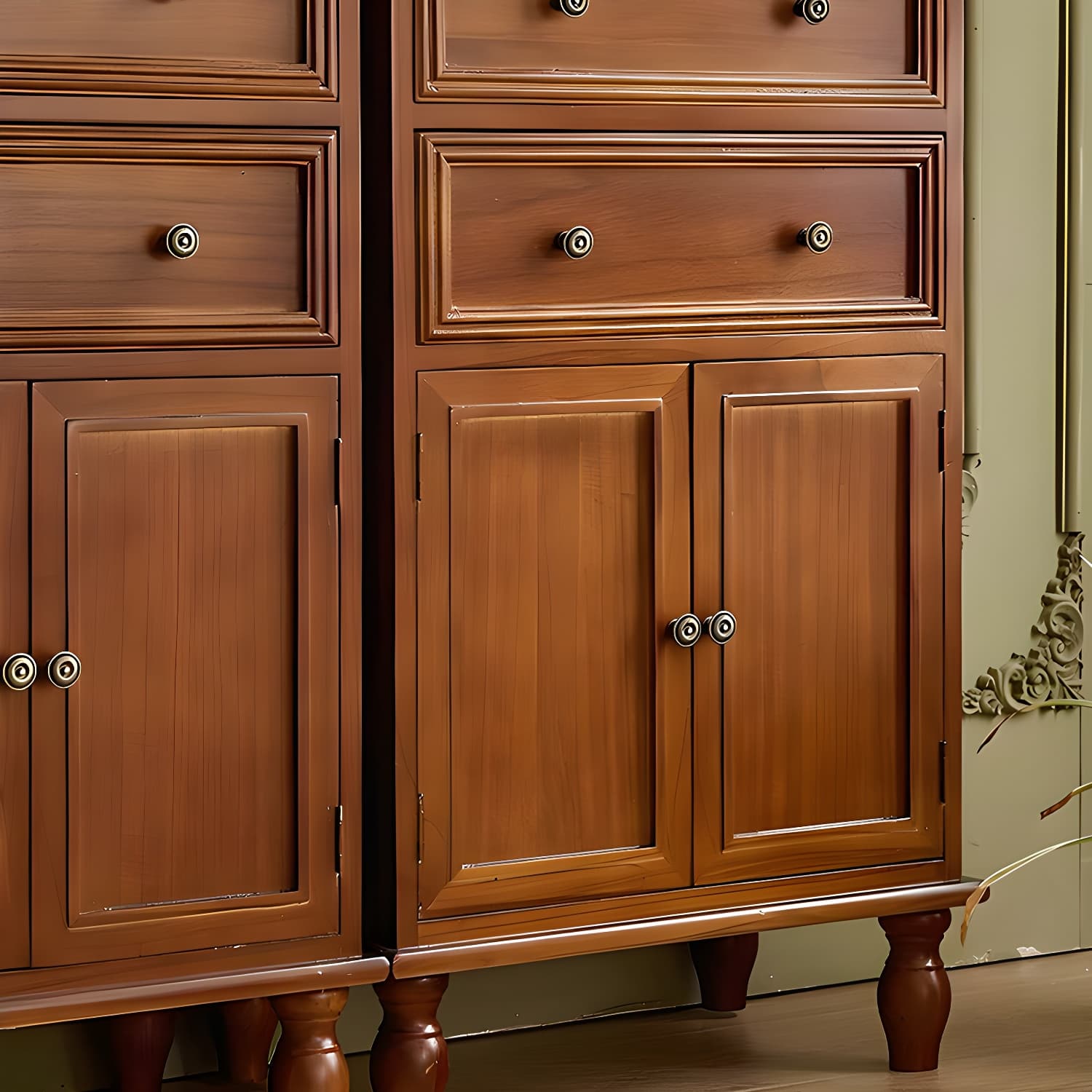 Mid-Century Modern Rectangular Wood Accent Cabinet with 1 Cabinet and Drawers thumbnail 17