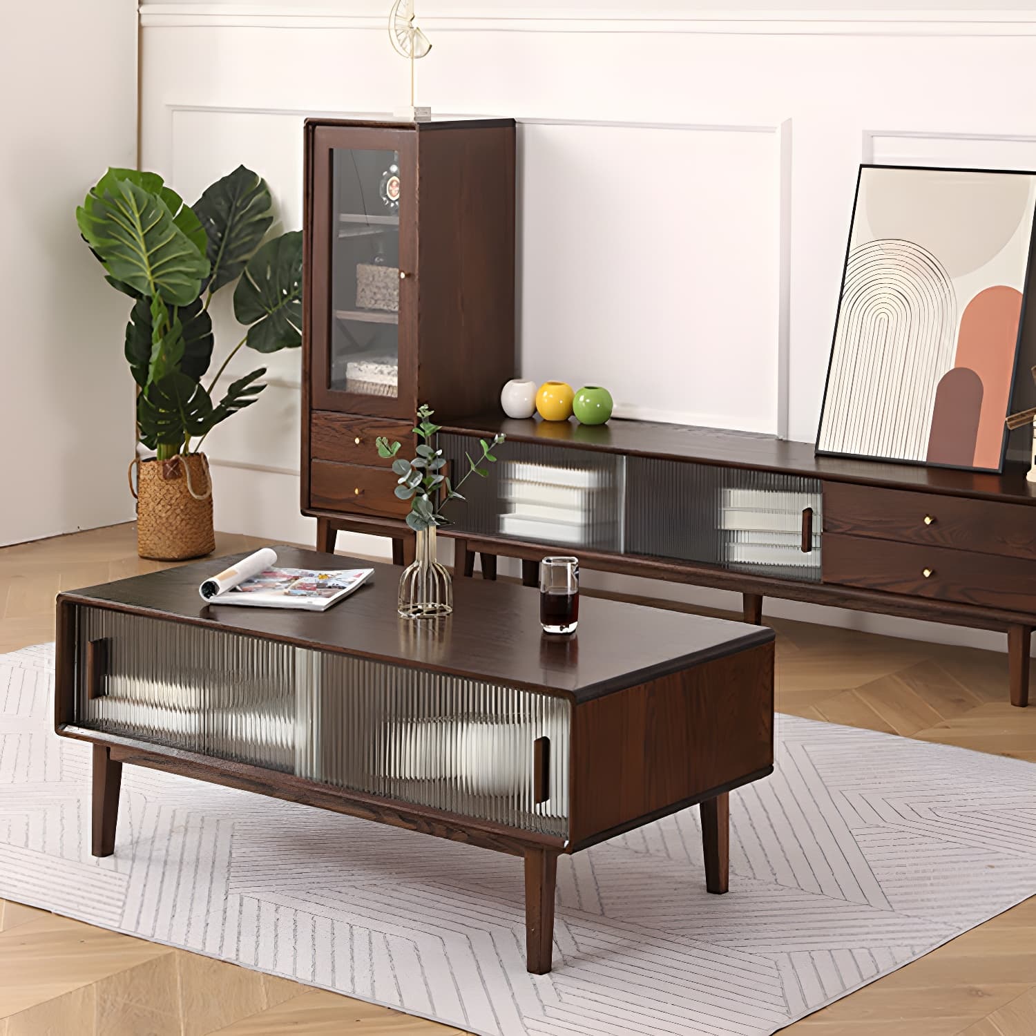 Scandinavian TV Stand with Low Height and the Cabinet Storage thumbnail 4
