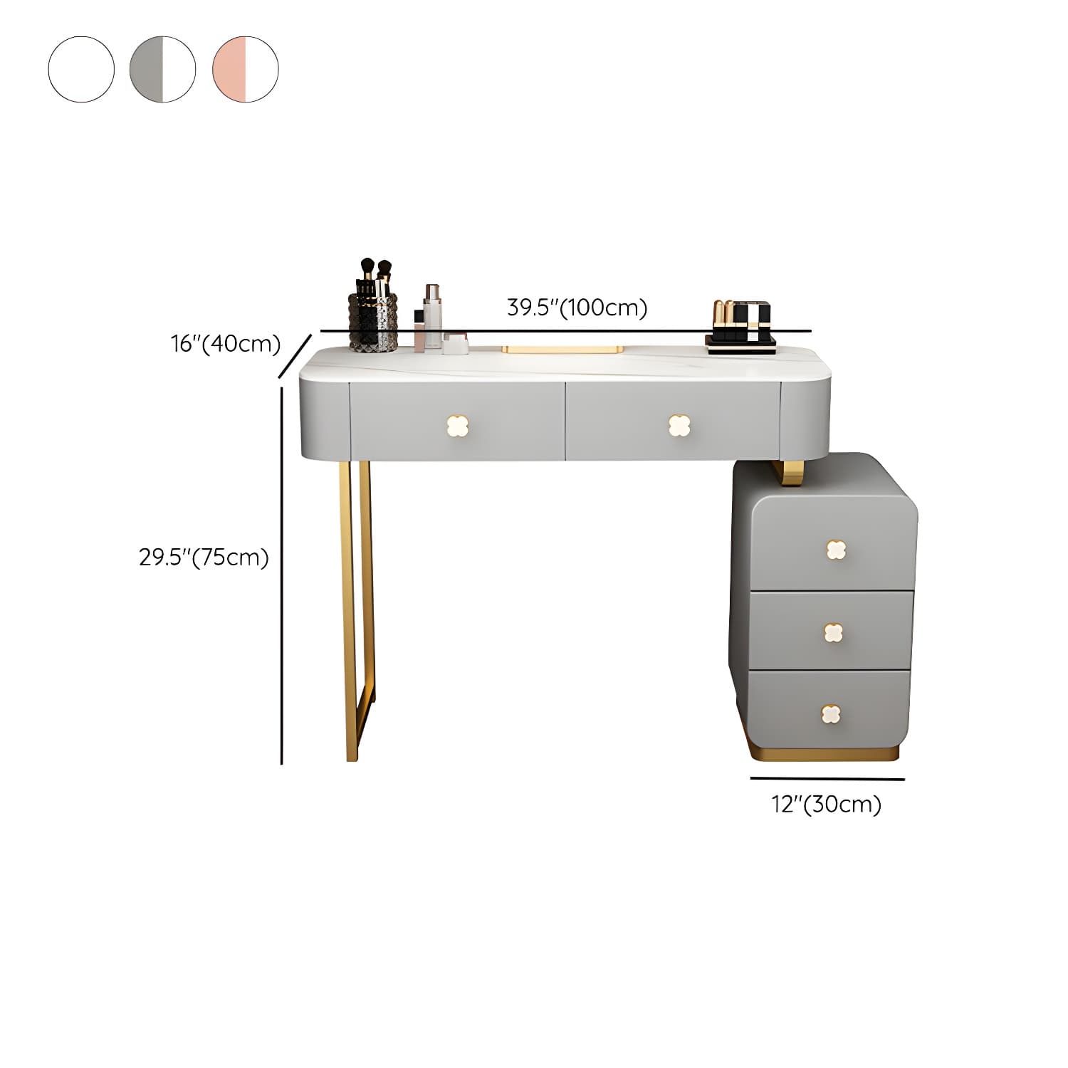 Contemporary Wooden Make-up Vanity with Storage Drawers in Rectangle thumbnail 18