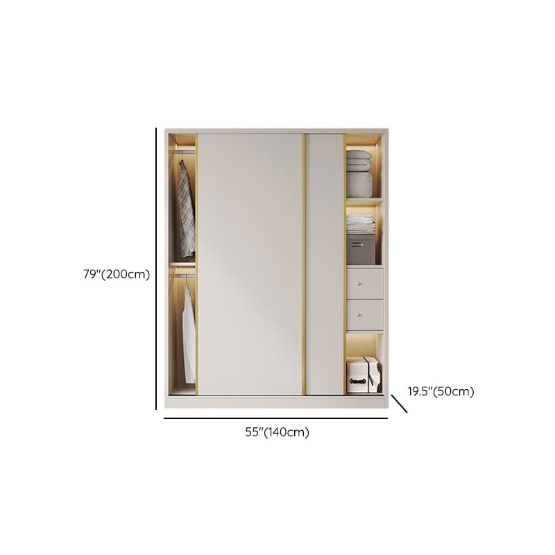 Attractive Modern White Wardrobe Armoire with Clothing Rod & Shelves thumbnail 20