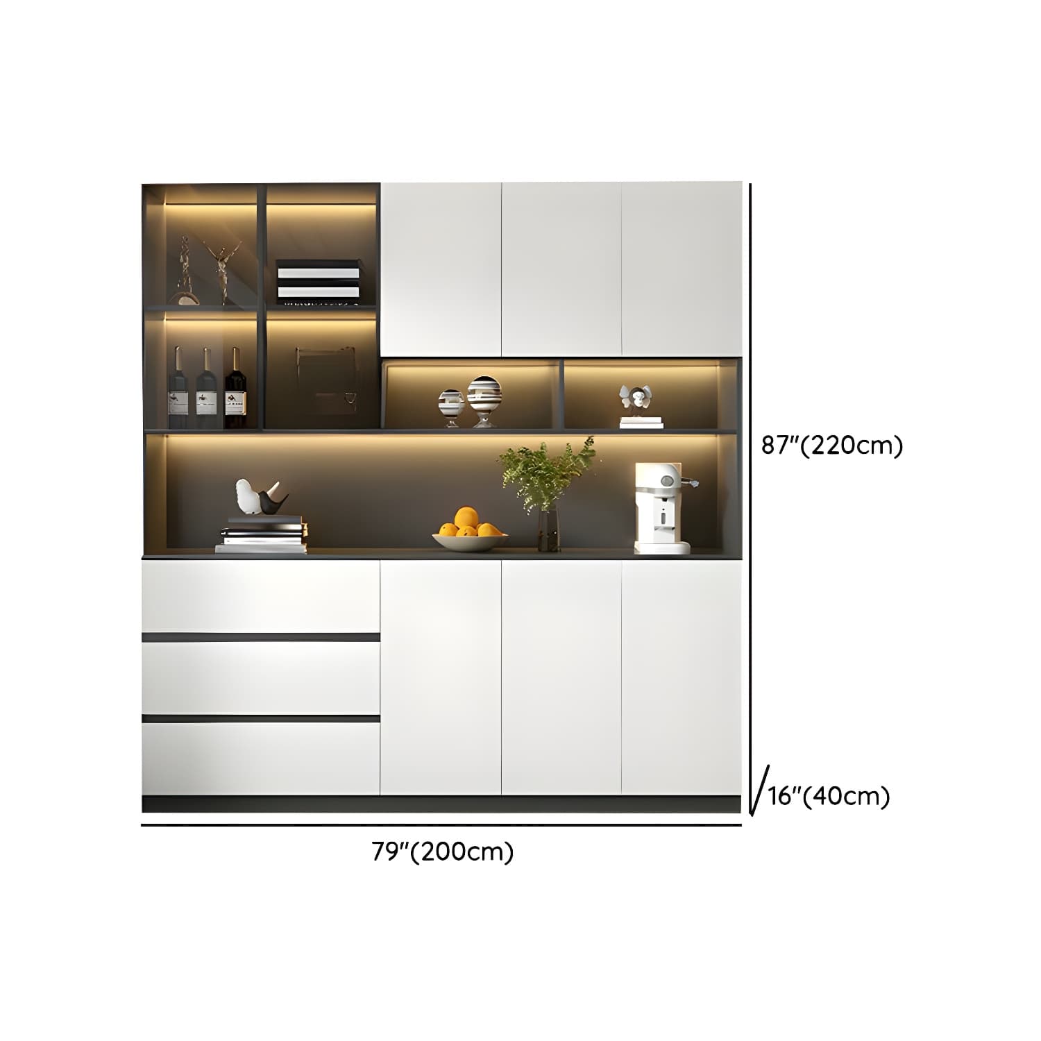 Living Room Modern Stone Sideboard Cabinet with Doors and Drawers thumbnail 12