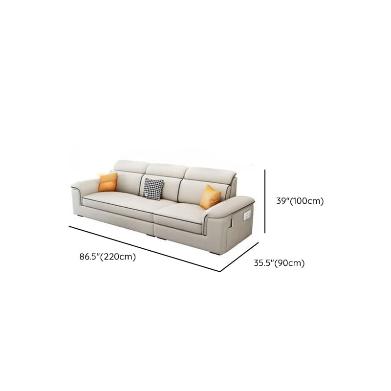 Casual L-Shape Stain Resistant Cream Sofa Recliner with Left/Right Hand Facing Square Arm and Chaise Component thumbnail 6