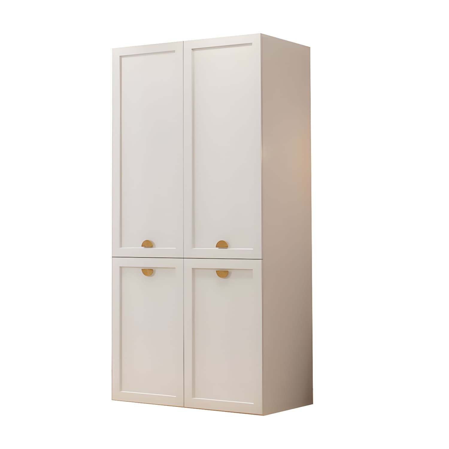 Modern Solid Color Shelves Hinged Doors Cloth Rod Included Cabinet in Beige thumbnail 5