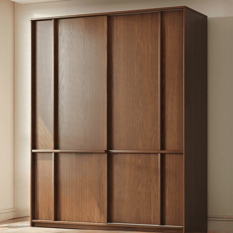 Stylish Coffee Modern Lumber Standalone Armoire Cabinet with Soft Close Drawers and Doors, Interior Shelves