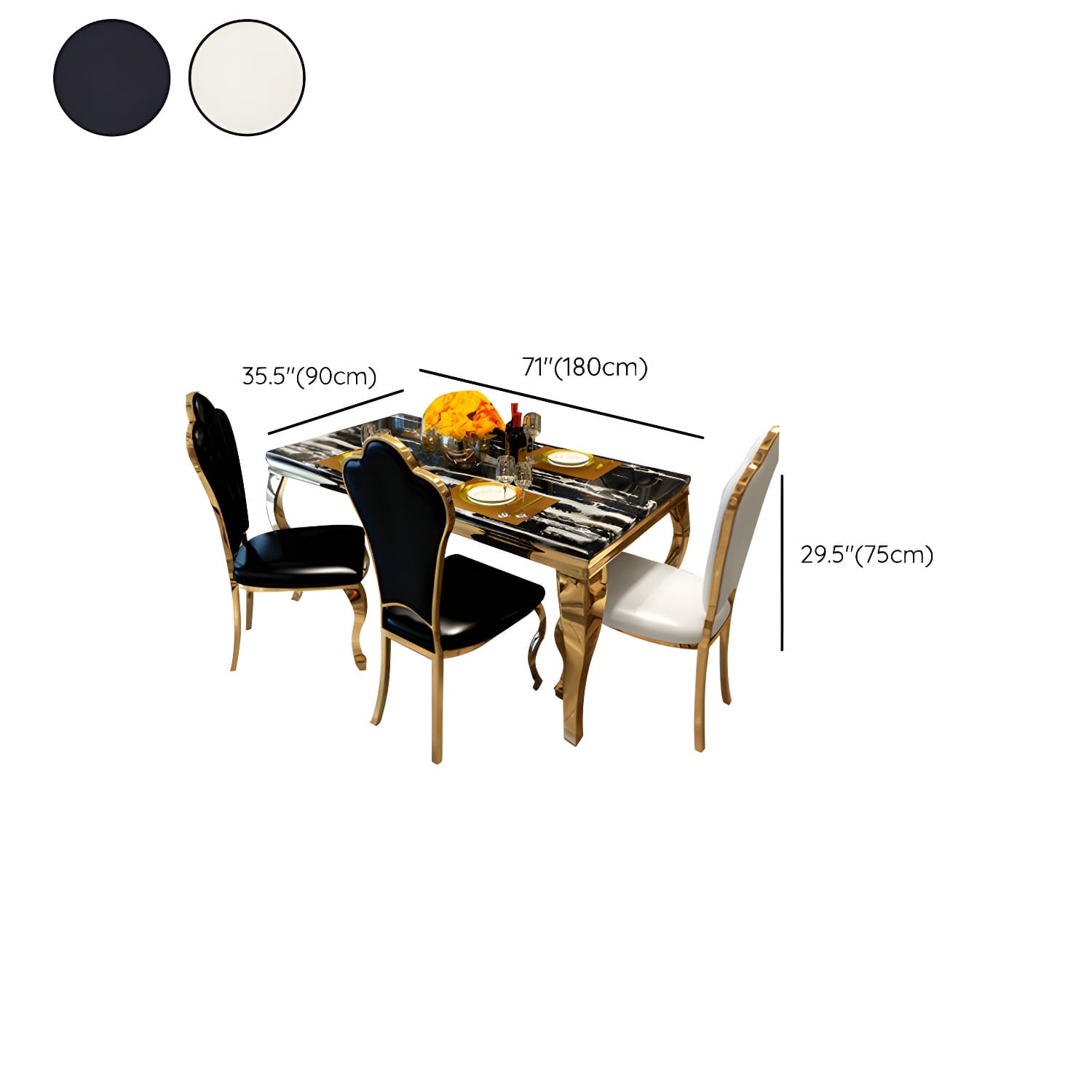 Luxury Gold Base Dining Table Faux Marble Home Kitchen Table thumbnail 10