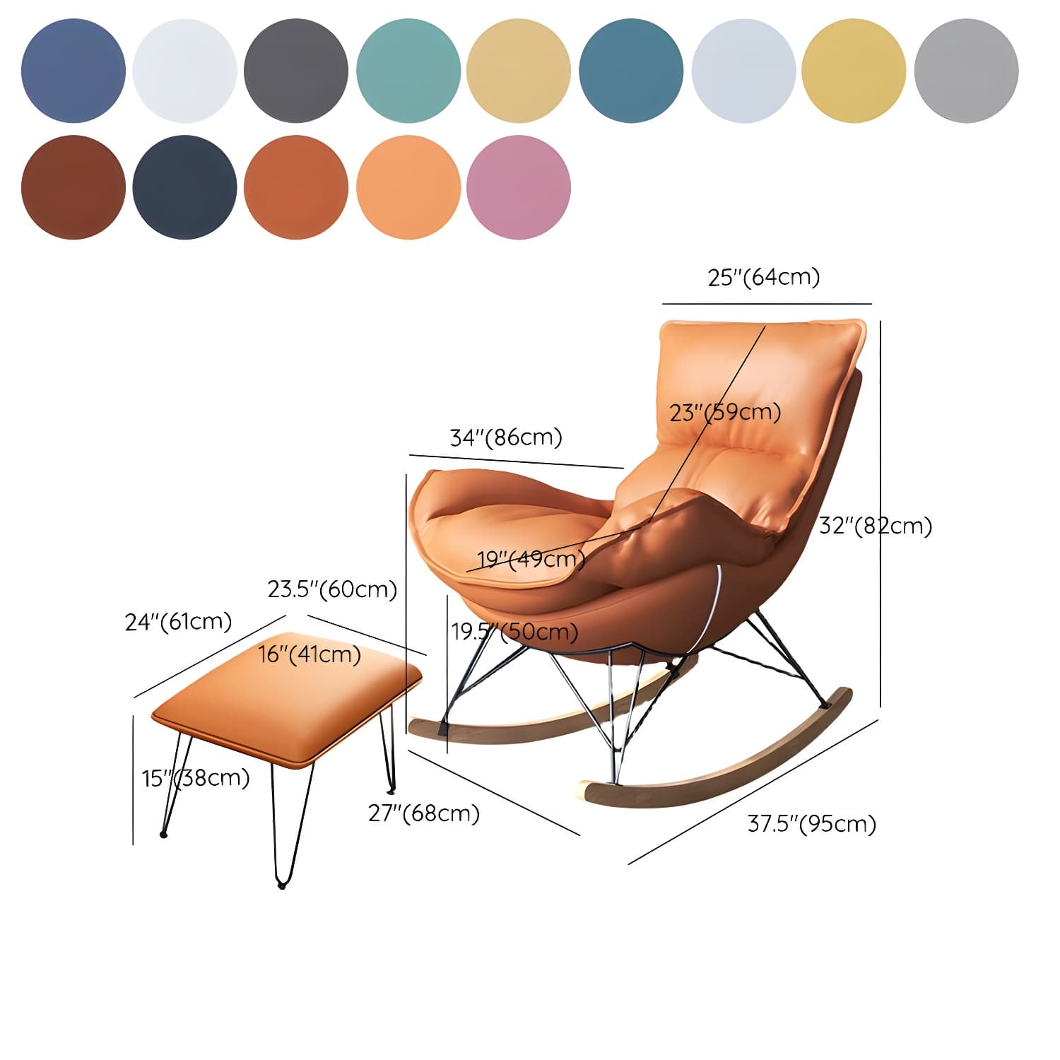 Contemporary Rocking Accent Chair Antique Finish Rocking Chair with Ottoman thumbnail 30