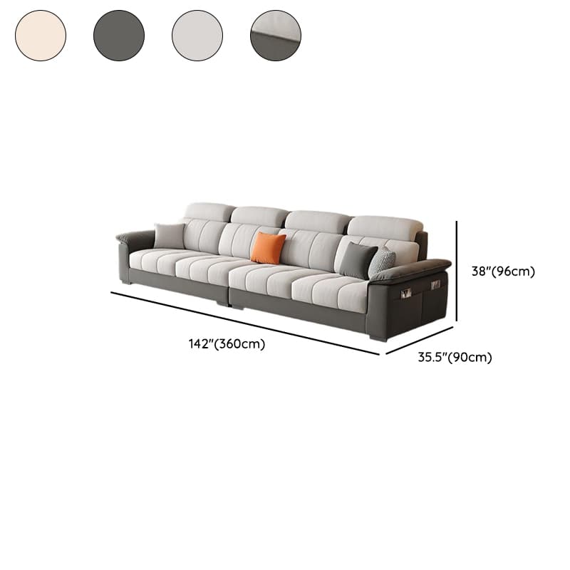 Straight Scratch-repellent Sofa with Side Pocket and Horizontal Flared Arm, Includes 1 Ottoman thumbnail 12