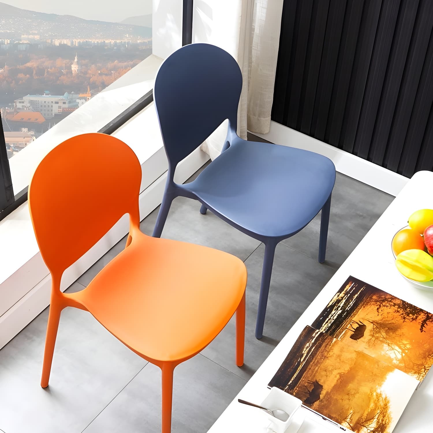 Plastic Open Back Dining Chair Indoor-Outdoor Stackable Side Chair thumbnail 19