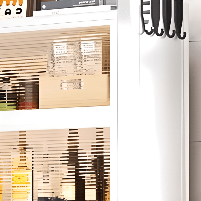 Narrow Steel Countertop Sideboard with Wheels, Cupboard, Changeable Shelf, and 3/4 Doors thumbnail 6