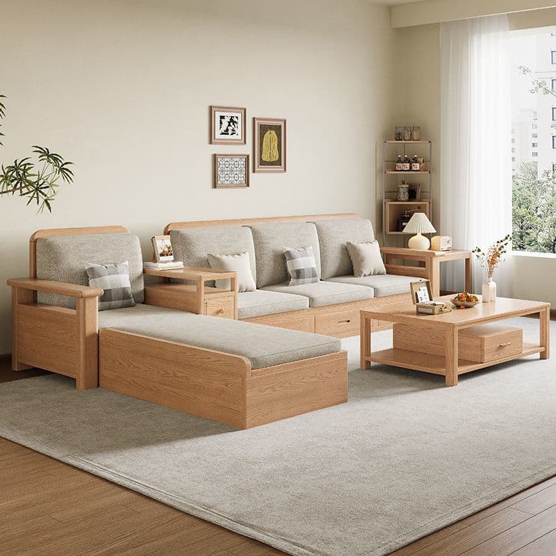 Versatile Straight/L-Shape Sofa/Sofa Recliner in Cotton for 5/Seats 2/1-seater with Drawer Storage and Horizontal/Left Orientation thumbnail 1