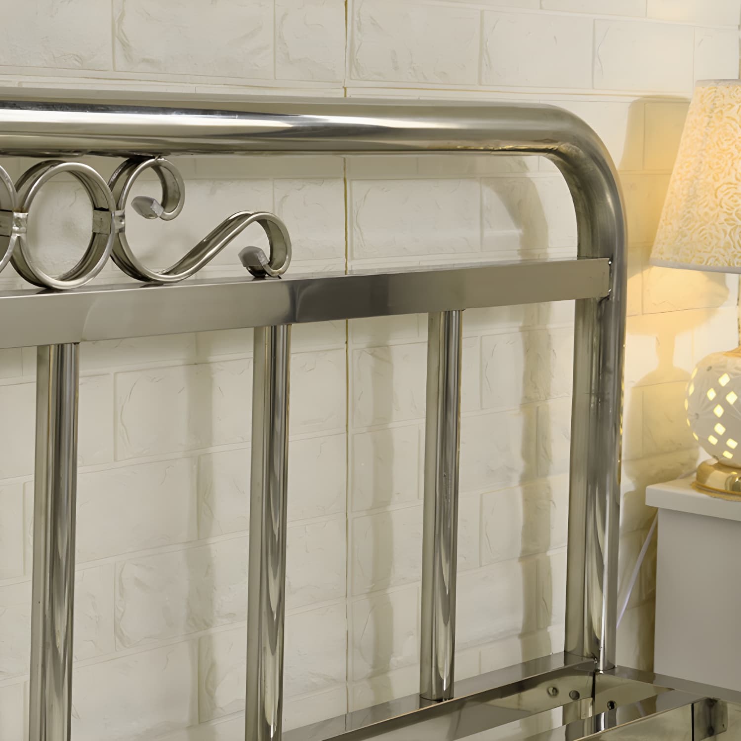 Silver Modern Steel Bed Rectangular Minimalist Bed with Metal Legs thumbnail 6