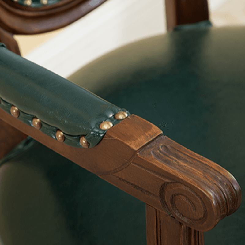 French Sturdy King Louis Back Upholstered Arm Chair/Side Chair with Nailhead Accent, Foot Pads and Weathered Wood Base thumbnail 23