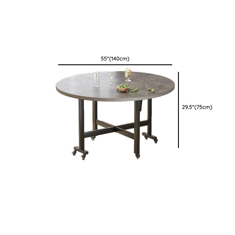 Contemporary Circular-shaped Timber Dining Table in Gray, Extendable thumbnail 16