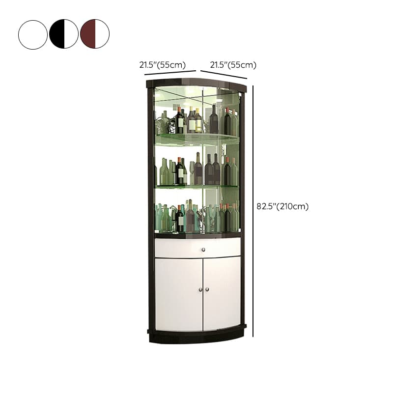 Circular Corner Glass Accent Cabinet with Clear Glass Doors and 3 Shelves thumbnail 10