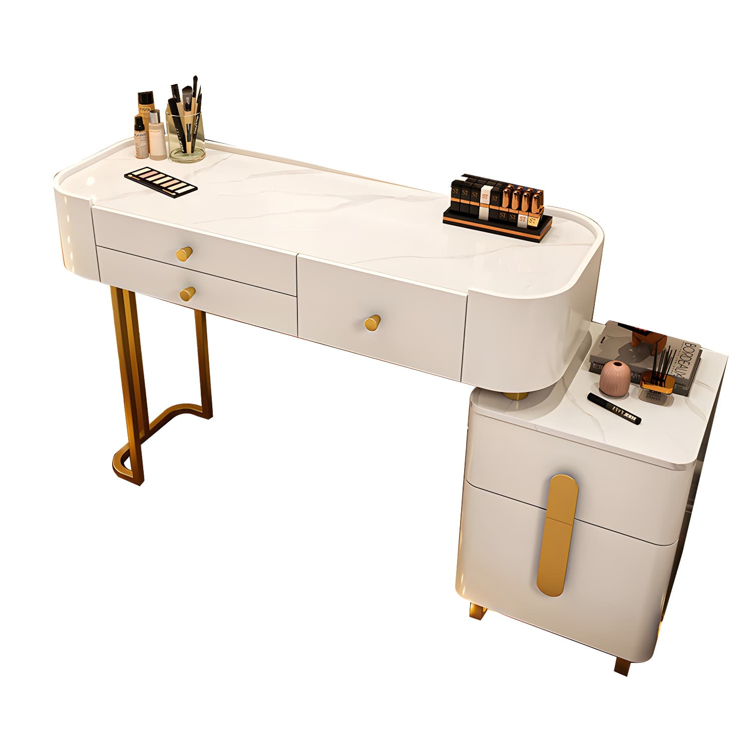 Modern Solid Wood Makeup Vanity Desk Bedroom Vanity Dressing Table Set thumbnail 8