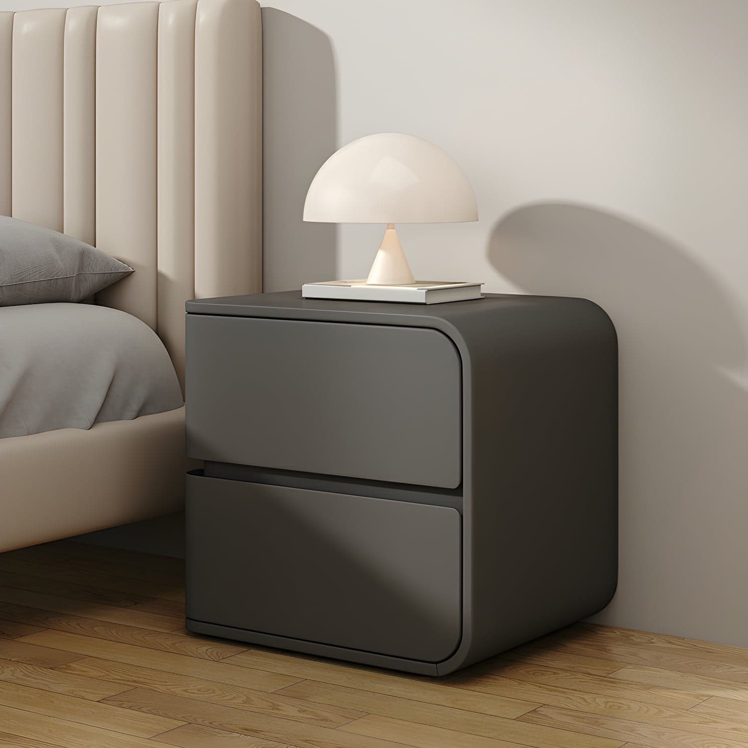 Rounded Corners Nightstands Solid Wood with Silent Buffer Guide Rail thumbnail 3