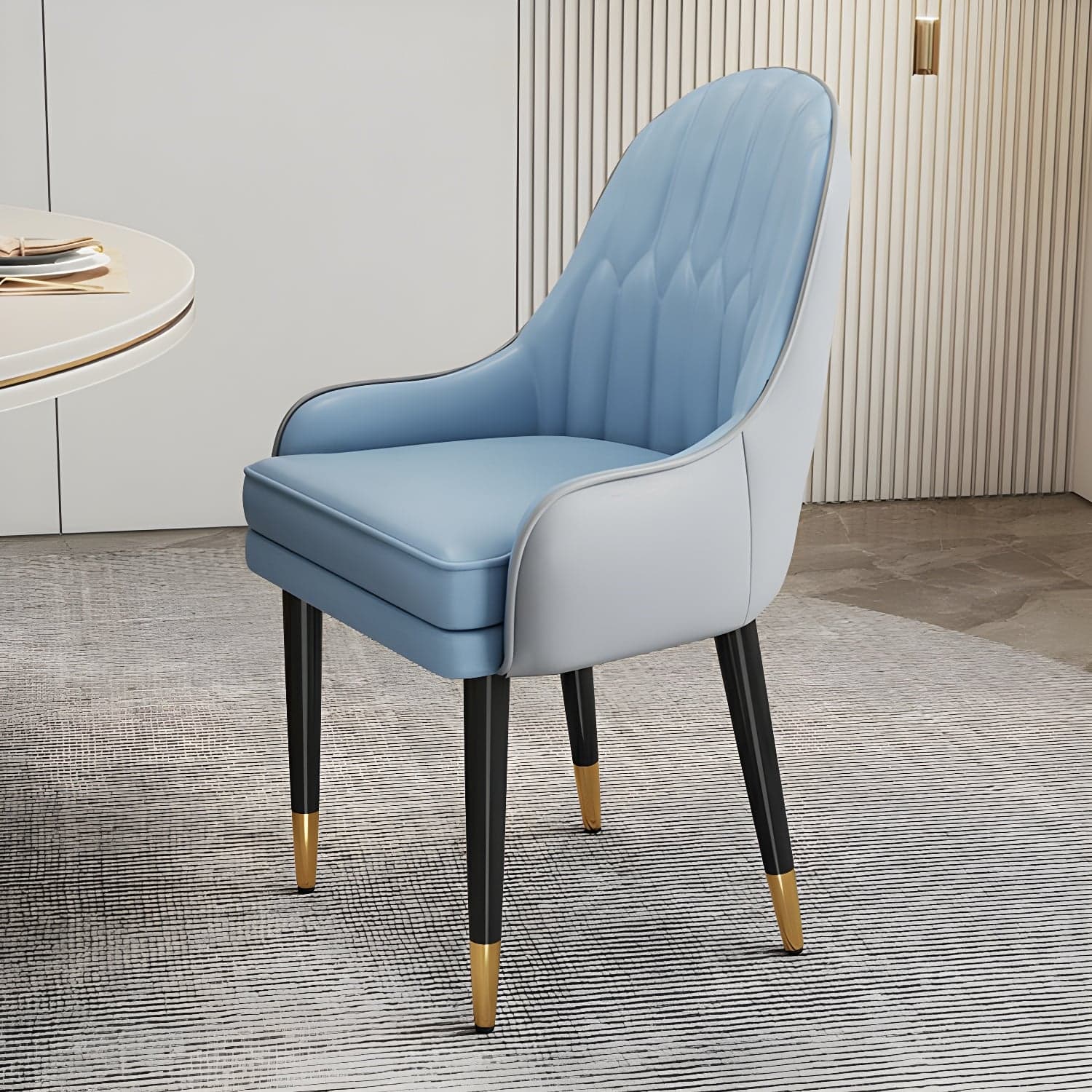 Glam Arm Chair with Upholstered Faux Leather, Solid Back, and Metal Legs thumbnail 10
