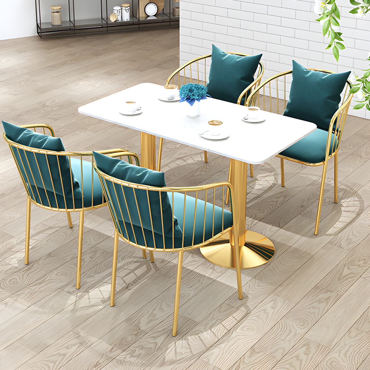 Sintered Stone Dining Table Traditional Luxury Dining Table with Gold Base thumbnail 24