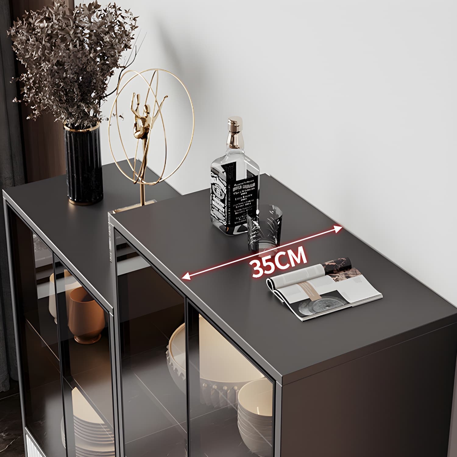 Contemporary Sideboard Cabinet for Dining Room with Glass Doors & Drawers Included thumbnail 8
