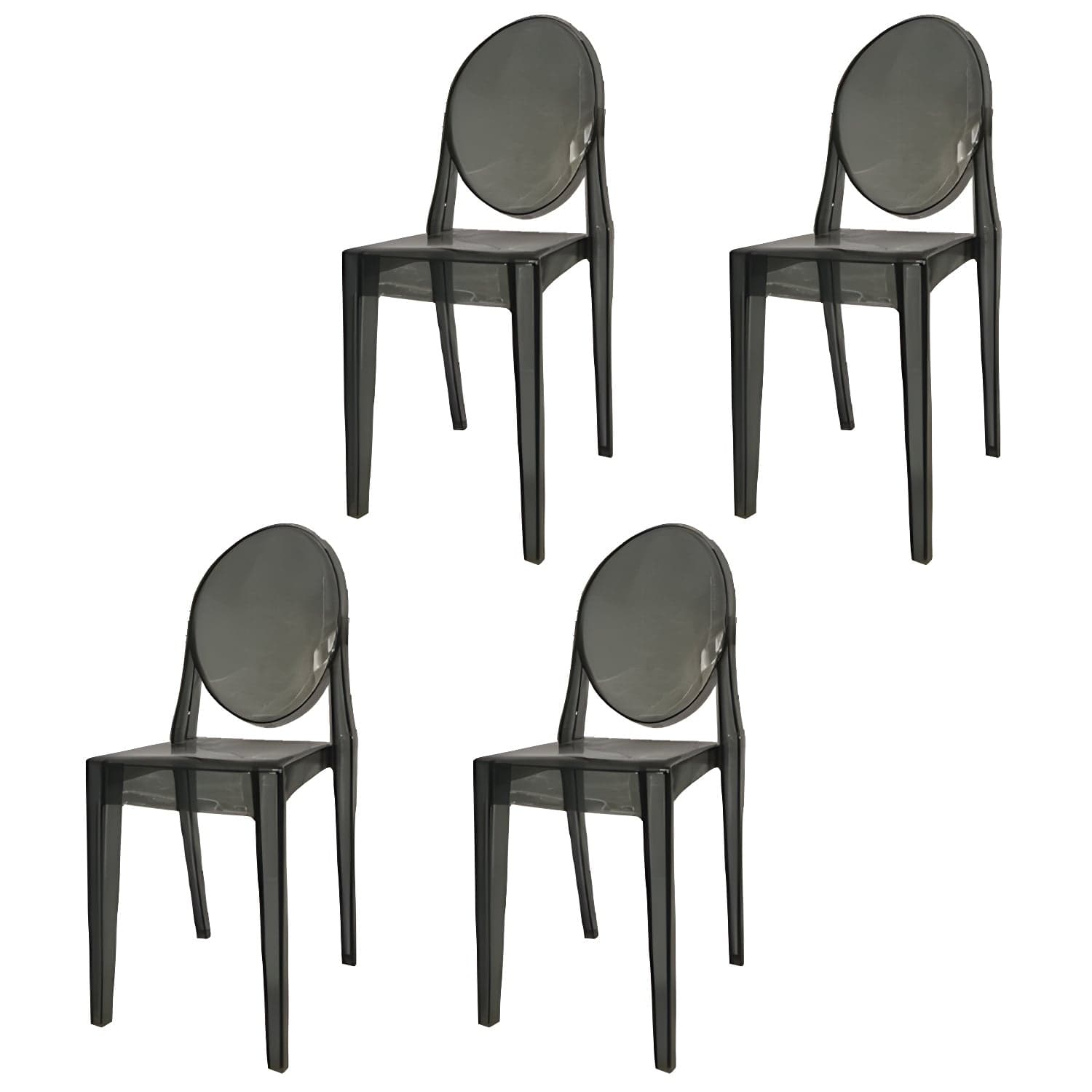 Scandinavian Winehouse Plastic Side Chair Transparent Open Dining Chair (Set of 4) thumbnail 6