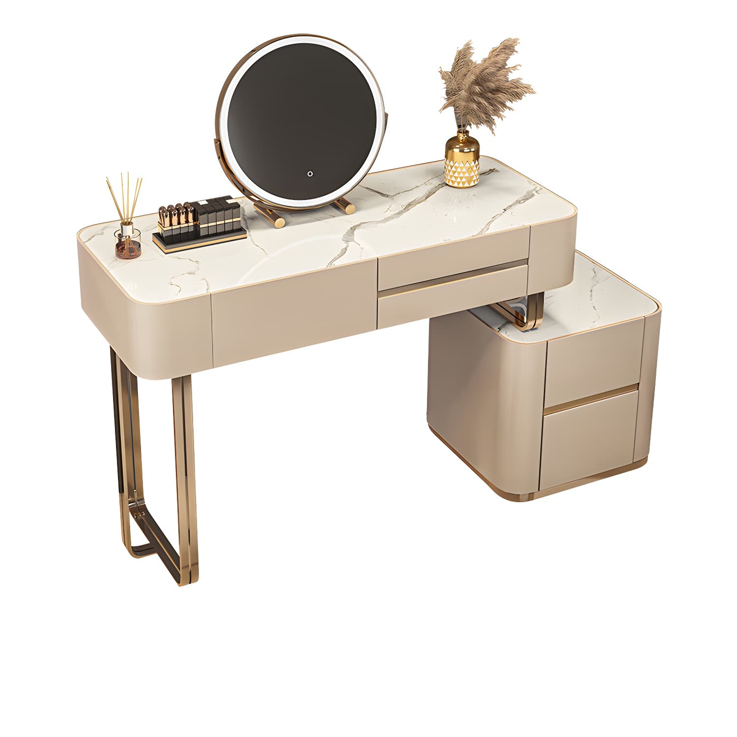 Luxurious Wood and Metal Make-up Vanity 5 Drawers & Lighted Mirror Dressing Table thumbnail 14