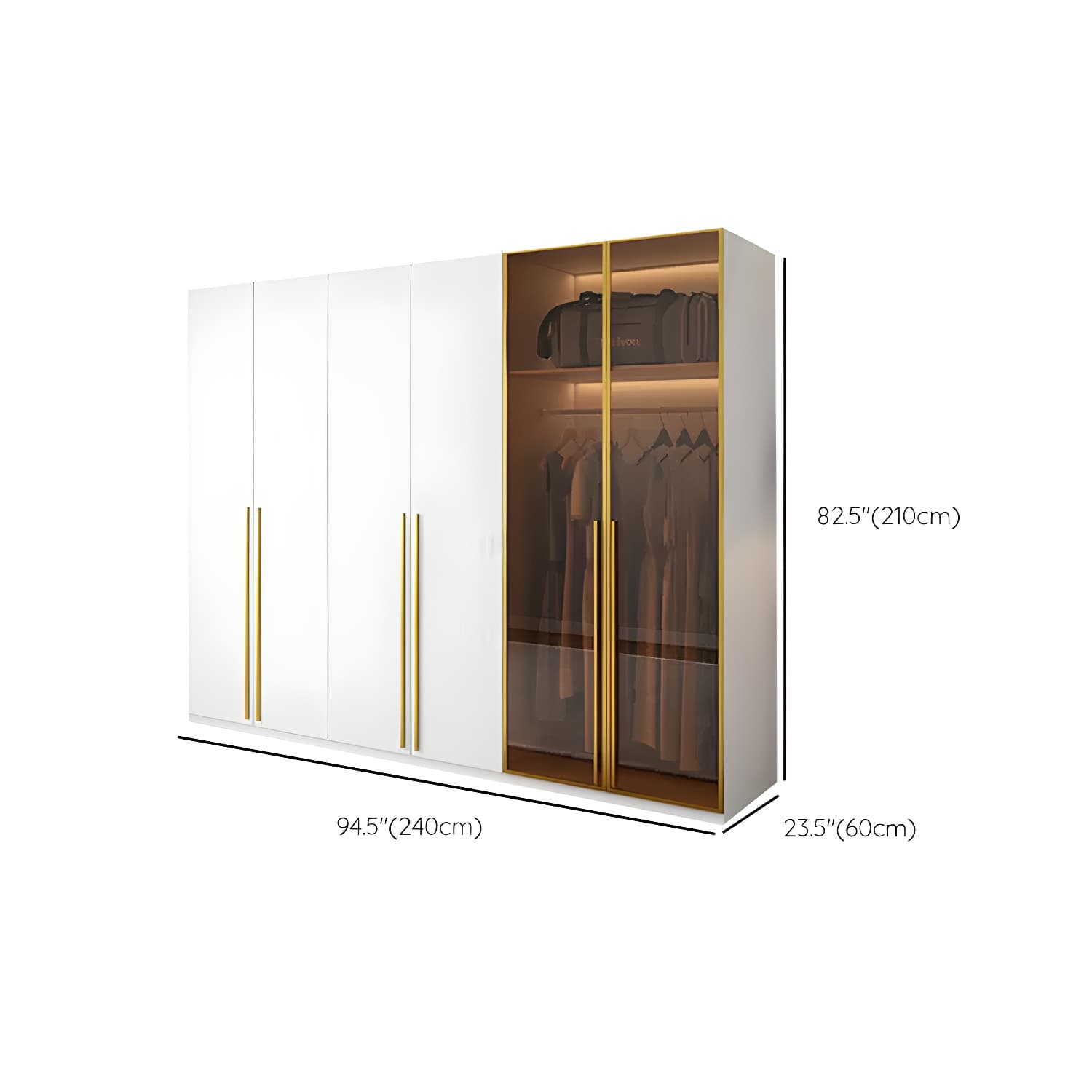 Modern White Wood Frame Wardrobe Armoire Freestanding Wardrobe with Soft Close Drawers thumbnail 15