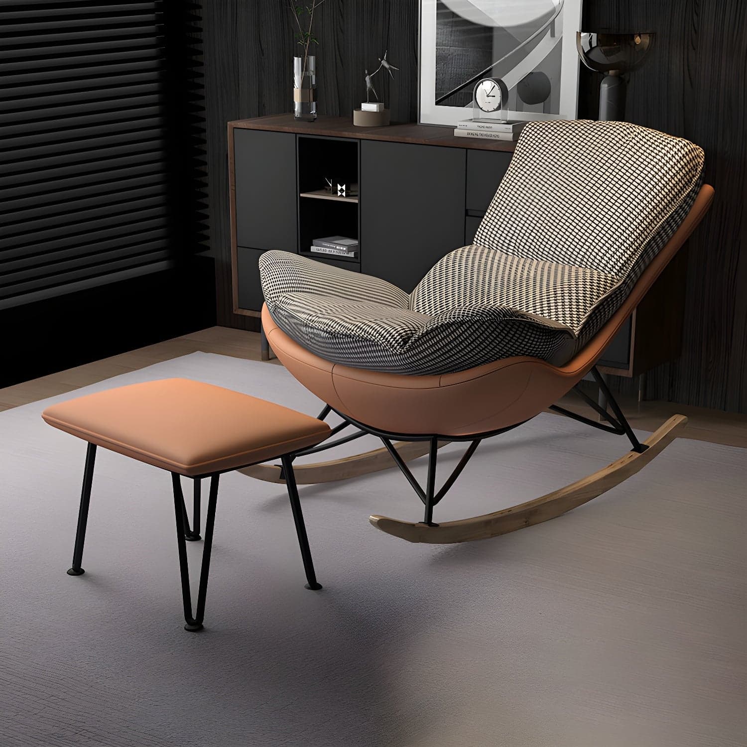 Modern Tufted Cushions Glider Spindle Children Glider with Ottoman thumbnail 15