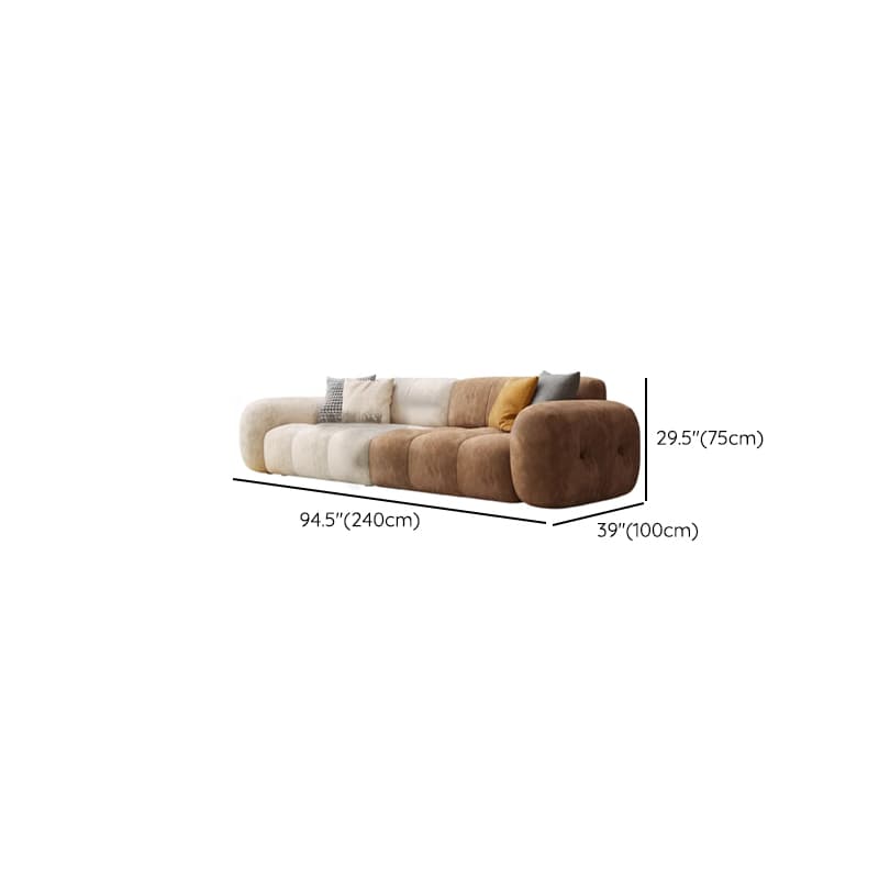 Channel Back L-Shape/Straight Right Hand Facing/Horizontal Sofa Recliner/Sofa Couch in Brown/Beige with Concealed Support & Pine Wood Frame for Living Room thumbnail 17